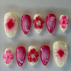 10 PCS Almond-Shaped Press-On Nails Set - Medium, Handmade Nail Art Kit