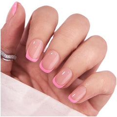 French Tip Press-On Nails | Dolce Pink Square - 30PCS Reusable Gel Kit