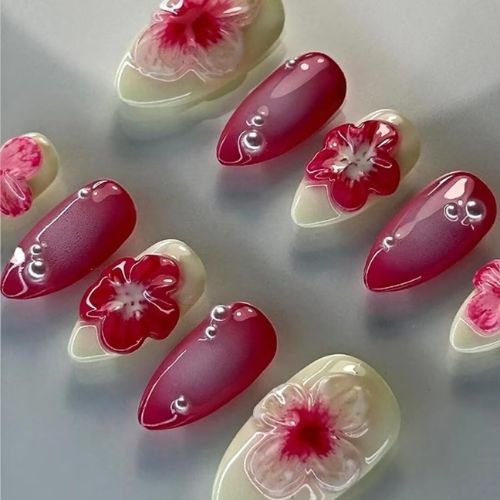 10 PCS Almond-Shaped Press-On Nails Set - Medium, Handmade Nail Art Kit