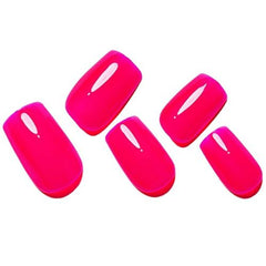 Handmade Hot Pink Gel Press-On Nails - Medium Square Shape, UV Jelly Finish, Short Acrylic Glue-On Nail Kit for Women | Easy Application Stick-On False Nails