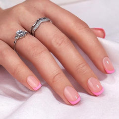 French Tip Press-On Nails | Dolce Pink Square - 30PCS Reusable Gel Kit