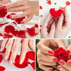 24PCS Red Heart Press-On Nails – Pink Square Valentine’s Day Design