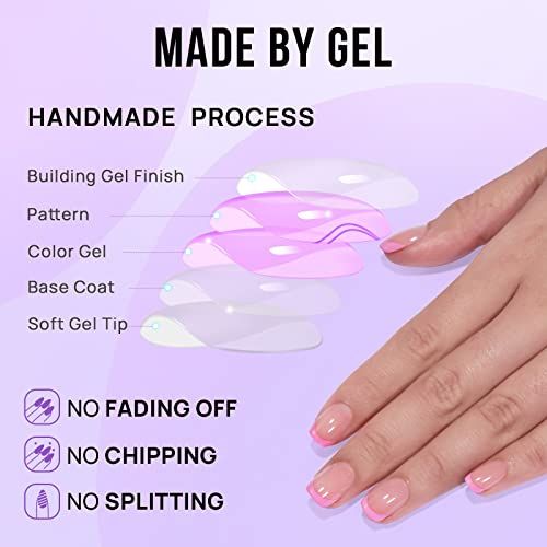 French Tip Press-On Nails | Dolce Pink Square - 30PCS Reusable Gel Kit