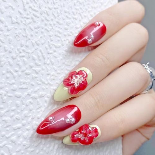 10 PCS Almond-Shaped Press-On Nails Set - Medium, Handmade Nail Art Kit