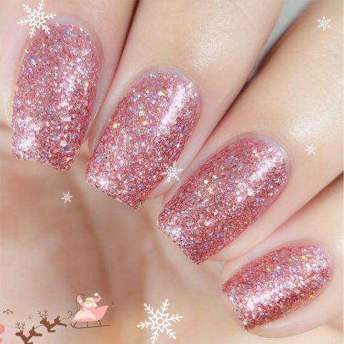 Pink Glitter Press-On Nails – Medium Square, Galaxy Star Design, Glossy Acrylic Full Cover Nails for Women