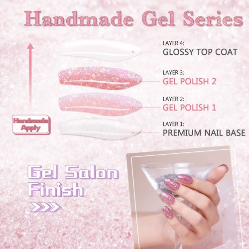 Pink Glitter Press-On Nails – Medium Square, Galaxy Star Design, Glossy Acrylic Full Cover Nails for Women