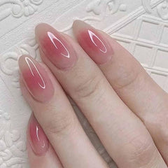 24PCS Pink-Red Square French Press-On Acrylic Nails for Women & Girls